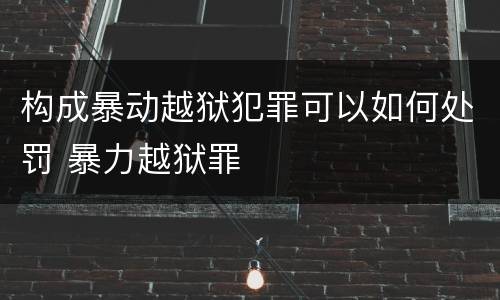 构成暴动越狱犯罪可以如何处罚 暴力越狱罪