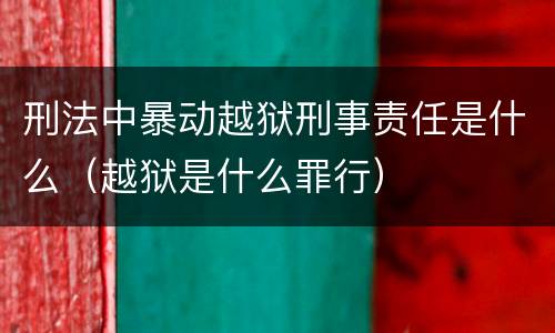 刑法中暴动越狱刑事责任是什么（越狱是什么罪行）