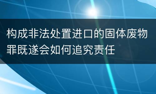 构成非法处置进口的固体废物罪既遂会如何追究责任