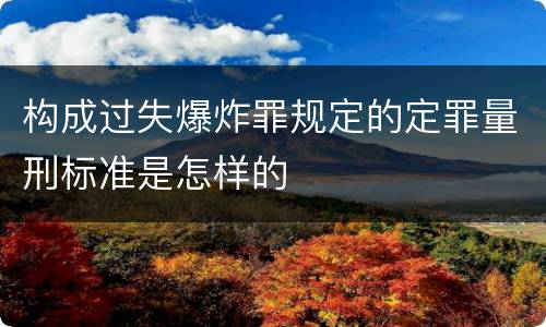构成过失爆炸罪规定的定罪量刑标准是怎样的