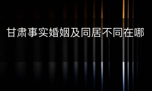 甘肃事实婚姻及同居不同在哪