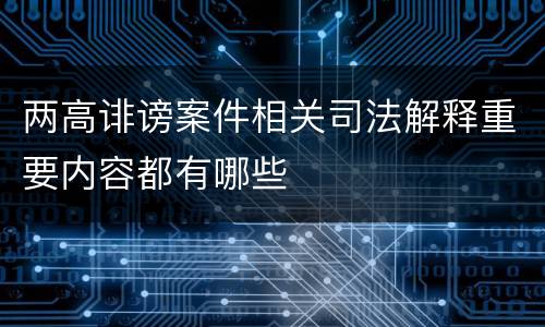 两高诽谤案件相关司法解释重要内容都有哪些