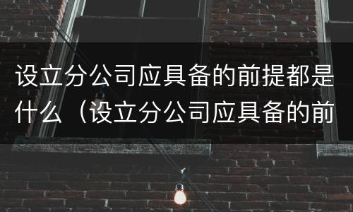 设立分公司应具备的前提都是什么（设立分公司应具备的前提都是什么）