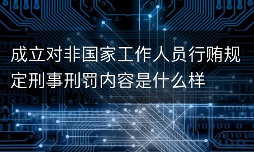 成立对非国家工作人员行贿规定刑事刑罚内容是什么样