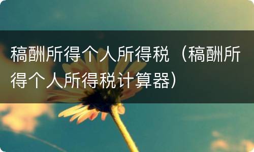 稿酬所得个人所得税（稿酬所得个人所得税计算器）