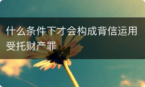 什么条件下才会构成背信运用受托财产罪