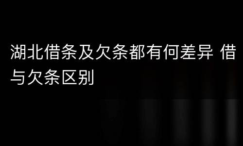 湖北借条及欠条都有何差异 借与欠条区别