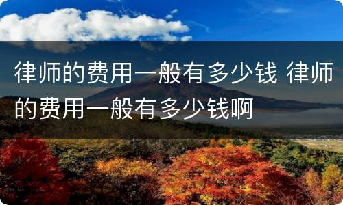 律师的费用一般有多少钱 律师的费用一般有多少钱啊