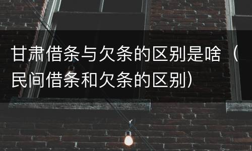 甘肃借条与欠条的区别是啥（民间借条和欠条的区别）