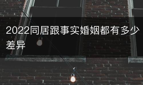 2022同居跟事实婚姻都有多少差异