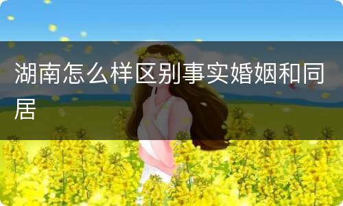 湖南怎么样区别事实婚姻和同居