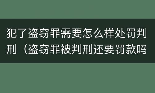 犯了盗窃罪需要怎么样处罚判刑（盗窃罪被判刑还要罚款吗）