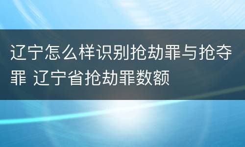 辽宁怎么样识别抢劫罪与抢夺罪 辽宁省抢劫罪数额
