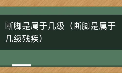 断脚是属于几级（断脚是属于几级残疾）