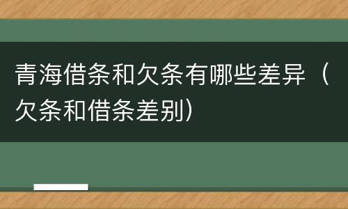 青海借条和欠条有哪些差异（欠条和借条差别）