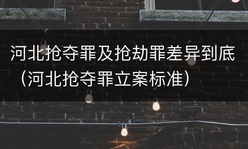 河北抢夺罪及抢劫罪差异到底（河北抢夺罪立案标准）