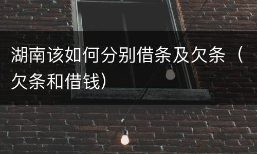 湖南该如何分别借条及欠条（欠条和借钱）