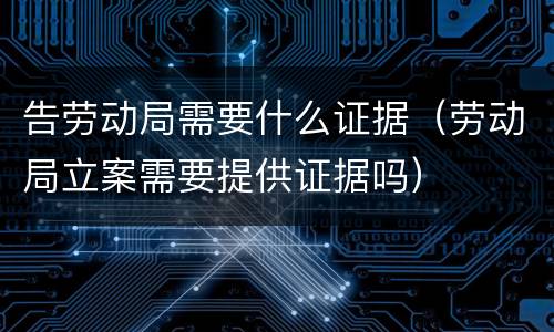 告劳动局需要什么证据（劳动局立案需要提供证据吗）