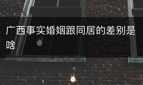 广西事实婚姻跟同居的差别是啥