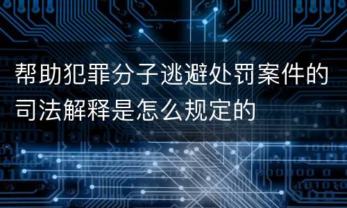 帮助犯罪分子逃避处罚案件的司法解释是怎么规定的