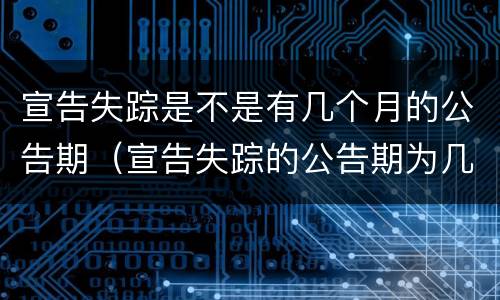 宣告失踪是不是有几个月的公告期（宣告失踪的公告期为几个月）