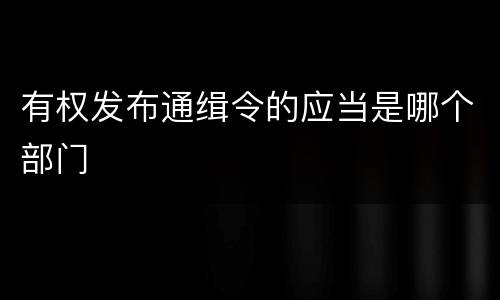有权发布通缉令的应当是哪个部门