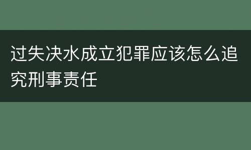 过失决水成立犯罪应该怎么追究刑事责任