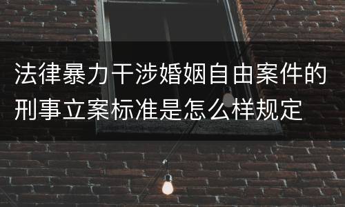 法律暴力干涉婚姻自由案件的刑事立案标准是怎么样规定