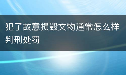 犯了故意损毁文物通常怎么样判刑处罚