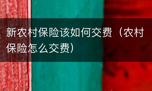 新农村保险该如何交费（农村保险怎么交费）