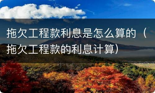拖欠工程款利息是怎么算的（拖欠工程款的利息计算）