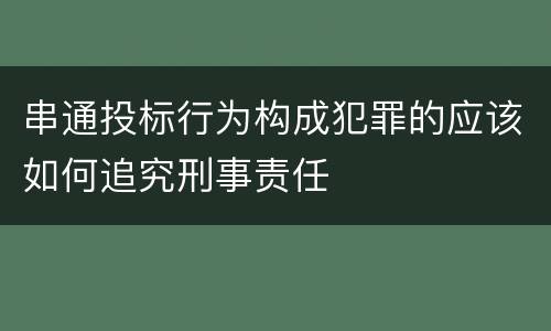 串通投标行为构成犯罪的应该如何追究刑事责任