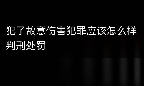 犯了故意伤害犯罪应该怎么样判刑处罚