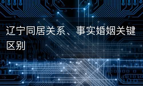 辽宁同居关系、事实婚姻关键区别