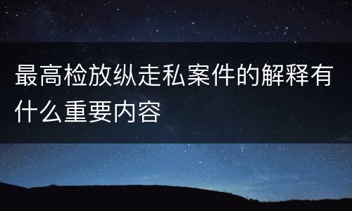 最高检放纵走私案件的解释有什么重要内容