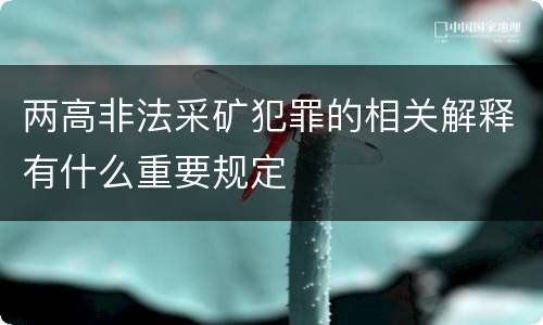 两高非法采矿犯罪的相关解释有什么重要规定