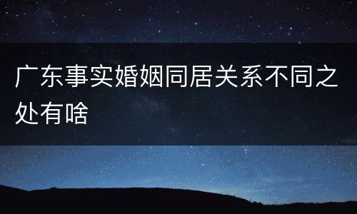 广东事实婚姻同居关系不同之处有啥