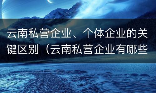 云南私营企业、个体企业的关键区别（云南私营企业有哪些）