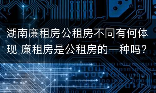 湖南廉租房公租房不同有何体现 廉租房是公租房的一种吗?