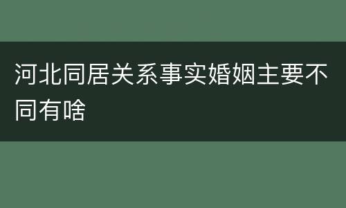 河北同居关系事实婚姻主要不同有啥