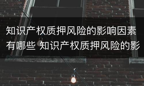 知识产权质押风险的影响因素有哪些 知识产权质押风险的影响因素有哪些方面