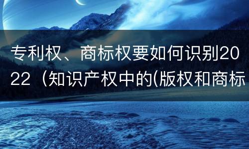专利权、商标权要如何识别2022（知识产权中的(版权和商标权与标准）