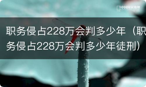 职务侵占228万会判多少年（职务侵占228万会判多少年徒刑）