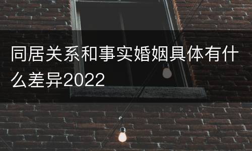 同居关系和事实婚姻具体有什么差异2022