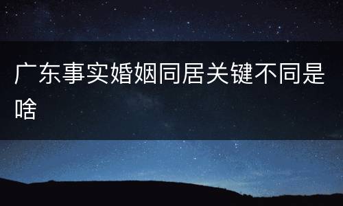 广东事实婚姻同居关键不同是啥