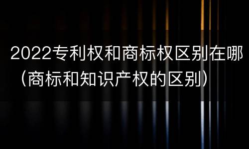 2022专利权和商标权区别在哪（商标和知识产权的区别）