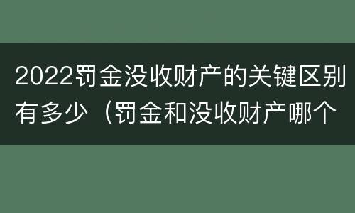 2022罚金没收财产的关键区别有多少（罚金和没收财产哪个严重）