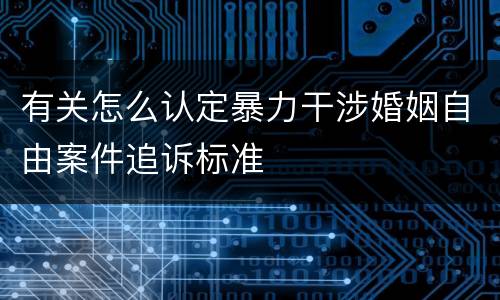 有关怎么认定暴力干涉婚姻自由案件追诉标准