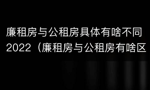 廉租房与公租房具体有啥不同2022（廉租房与公租房有啥区别）