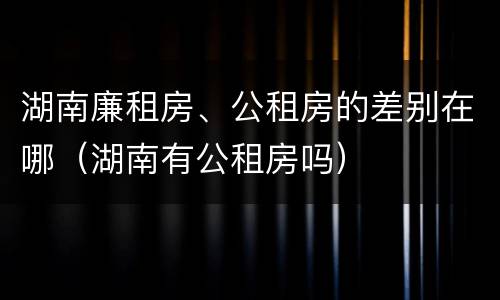 湖南廉租房、公租房的差别在哪（湖南有公租房吗）